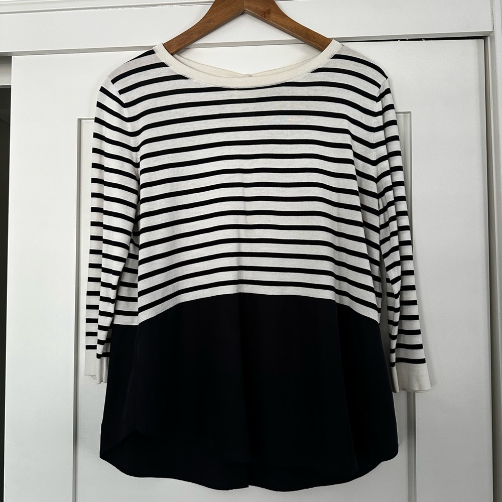 COS silk layer striped 3/4 sleeve blouse size medium - Picture 3 of 11